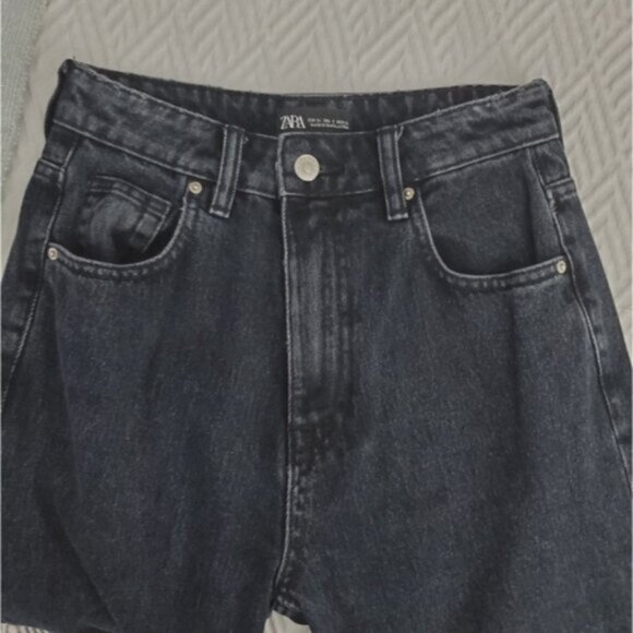 Zara Tapered Charcoal Black Stone Wash Mom Jeans - Picture 14 of 16